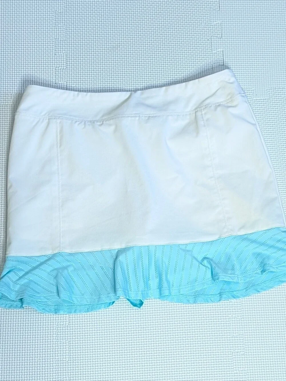 Adidas Skirt Small White Aqua Ruffle Tour Mesh Tennis Skort Athleisure